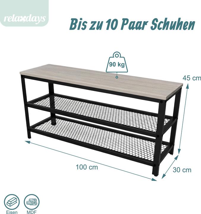 Image du produit Relaxdays banc chaussures (100 x 30 x 45 cm)