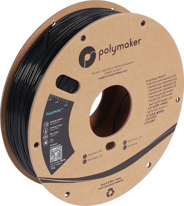 Immagine prodotto Polymaker PolyMide PA12-CF Nero 2,85mm 500g (Carbonio, Nylon, 2.85 mm, 500 g)