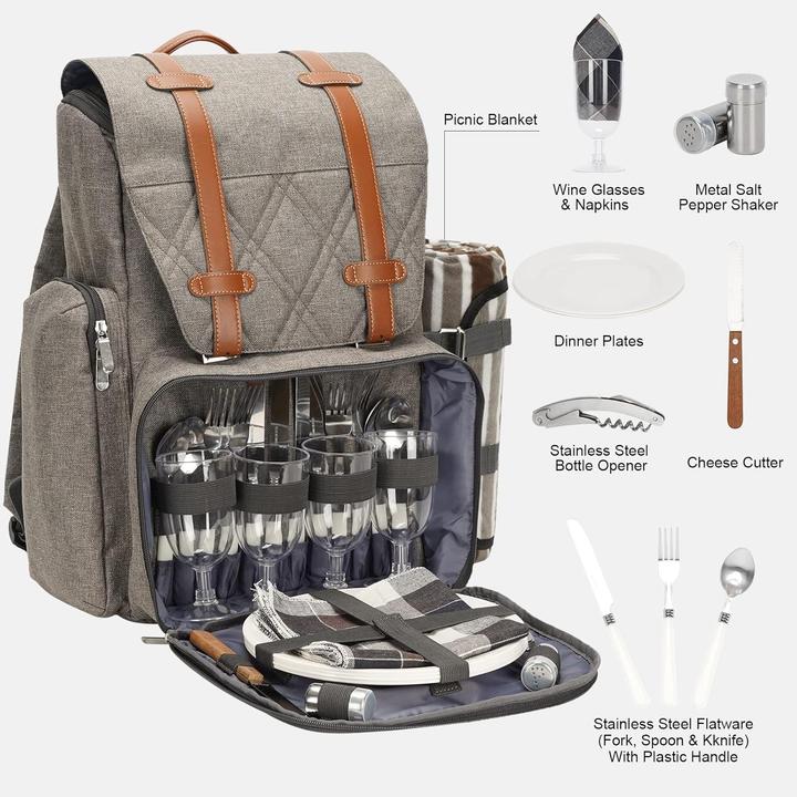 Actual product image Wickerland Picknick-Rucksack für 4 Personen