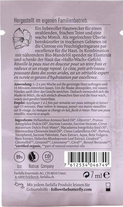 Valori nutrizionali e ingredienti Farfalla CISTROSE SOS Maschera anti-fatica (70 ml)
