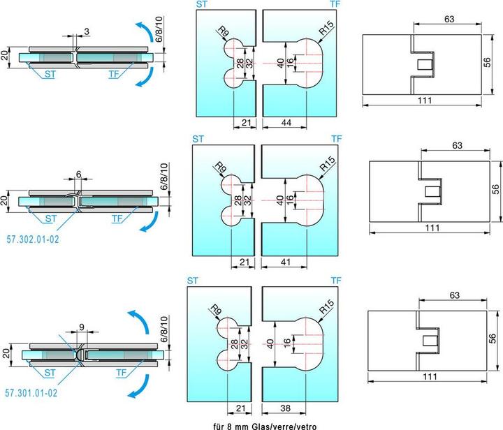 Actual product image Pauli+Sohn Shower swing door hinges FLAMEA