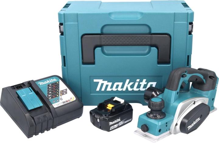 Productafbeelding Makita DKP 180 RM1J Accu schaafmachine 18 V 82 mm + 1x Accu 4.0 Ah + Lader + Makpac