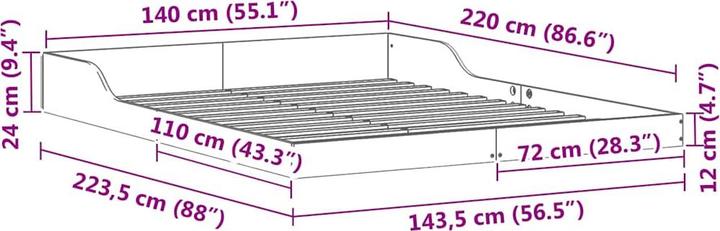 Image du produit vidaXL Plattformbettgestell (140 x 220 cm)