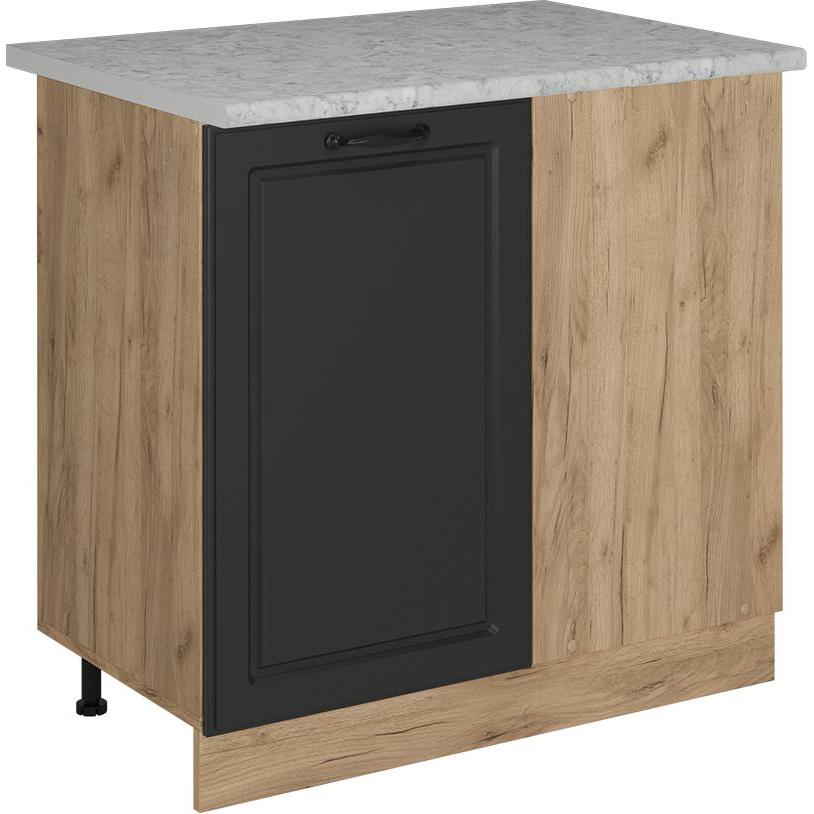 Vicco, Regal, Eckunterschrank R-Line, Anthrazit Landhaus/Goldkraft Eiche, 86 cm AP Marmor