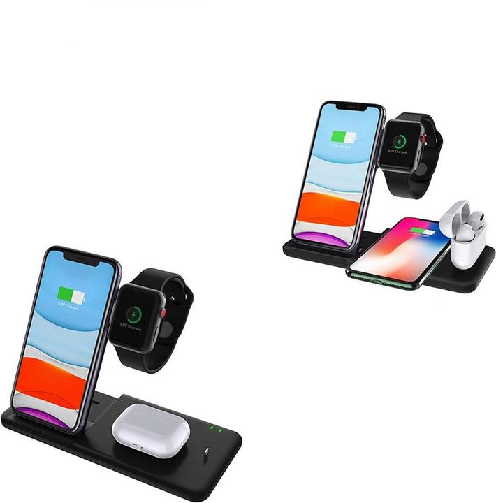 Produktbild Deltalabs Qi Fast Charging Ladegerät Dockingstation Apple Watch / Smartphone / AirPods 15W - 4in1 (15 W)