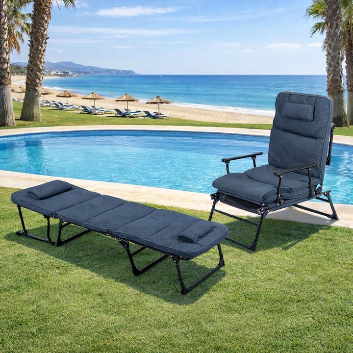 Produktbild Mojawo 2 in 1 Gartenliege Sanitätsliege Gästebett und Relaxsessel mit Polster (181 cm)