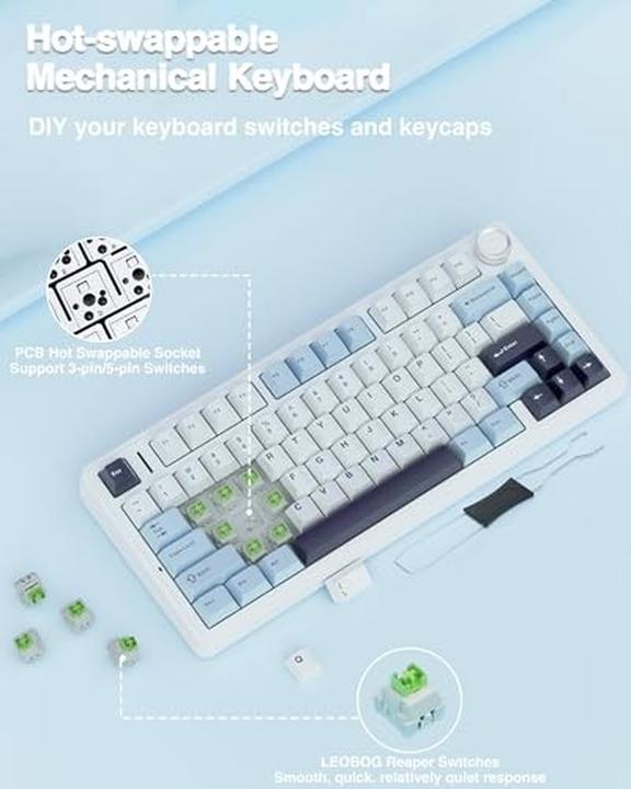 Produktbild Aula F75 mechanische drahtlose Tastatur (DE, Kabelgebunden, Kabellos)