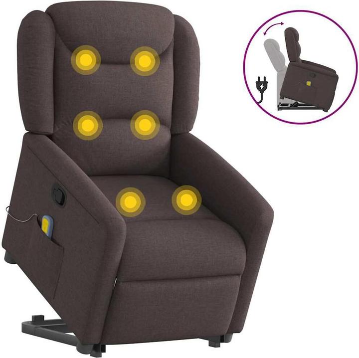 Actual product image VidaXL Massage chair with stand-up aid dark brown fabric