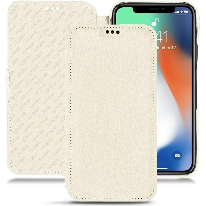 Noreve Lederschutzhülle horizontal (Apple iPhone XS Max), Smartphone Hülle, Weiss