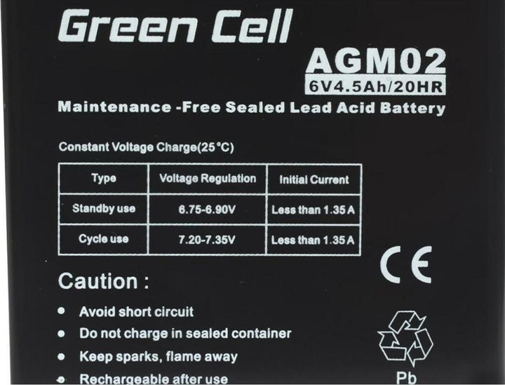 Actual product image GreenCell AGM02 (6 V, 4.50 Ah)