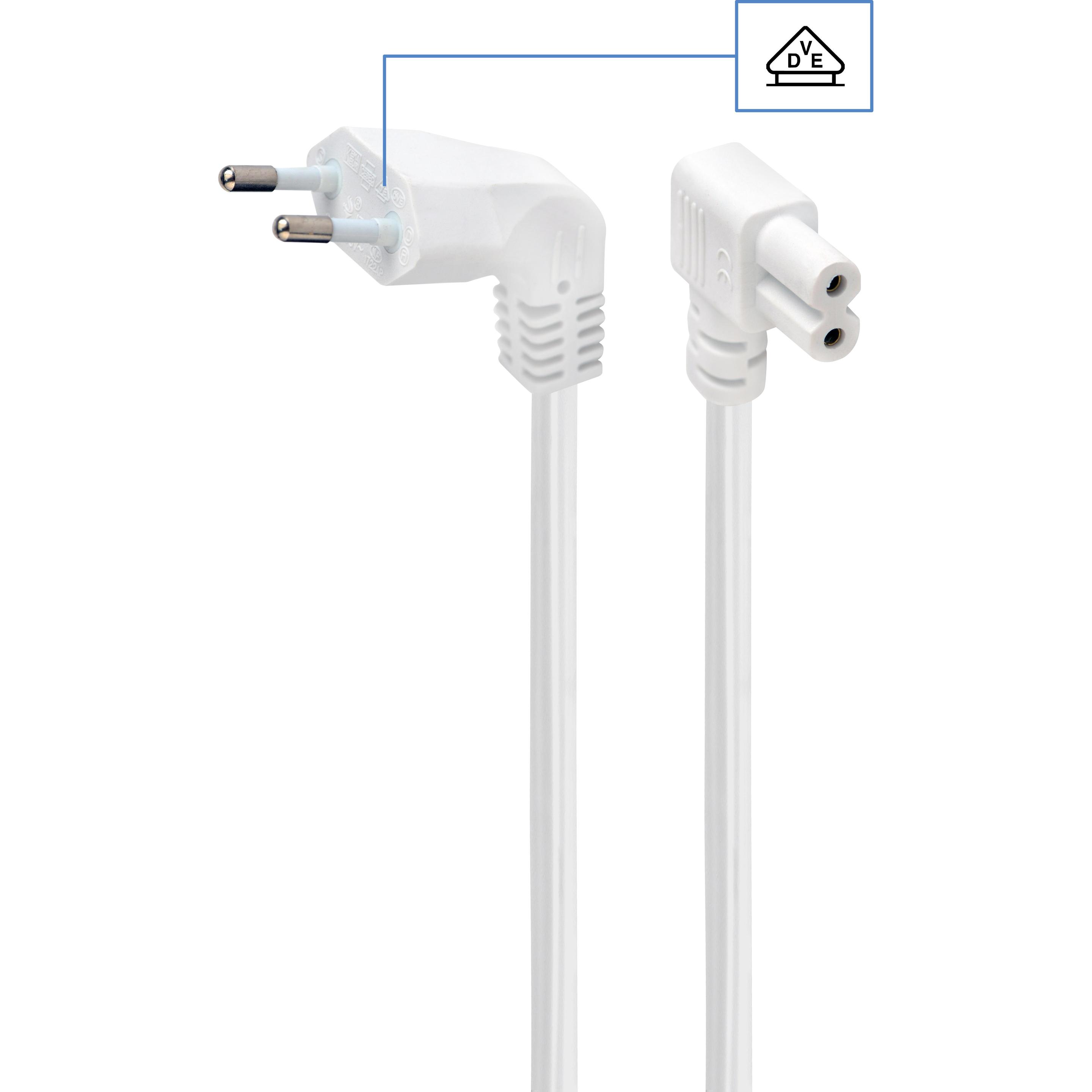 Gembird CAVO POWER EU 2,5M ANGOLATO/PC-184L-VDE-2,5M-W (2.50 m), Cavo di alimentazione, Bianco