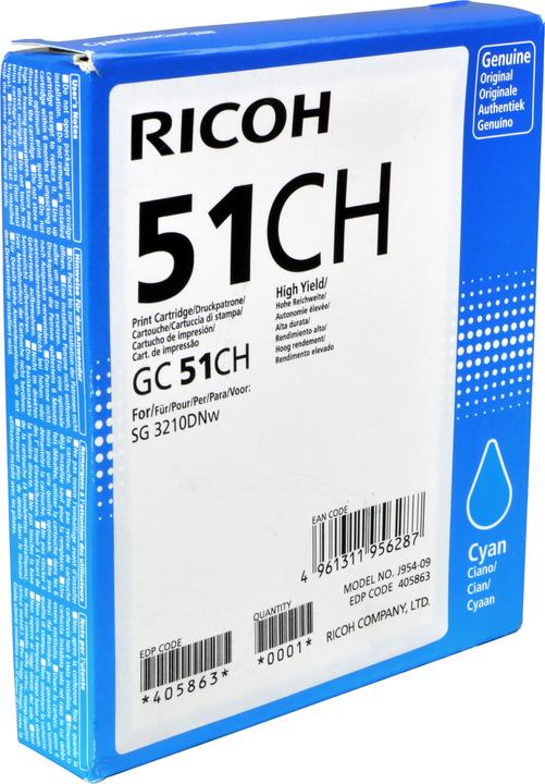 Actual product image RICOH 405863/GC-51CH ink cartridge cyan 2,500 pages cyan SG 3210 (C)