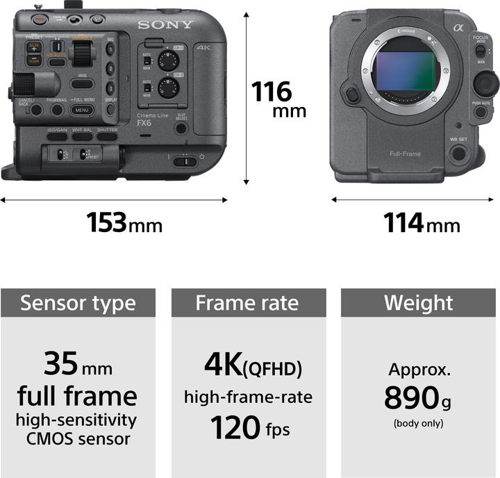 Immagine prodotto Sony Cinema Line FX6 (10.20 Mpx, 60p)