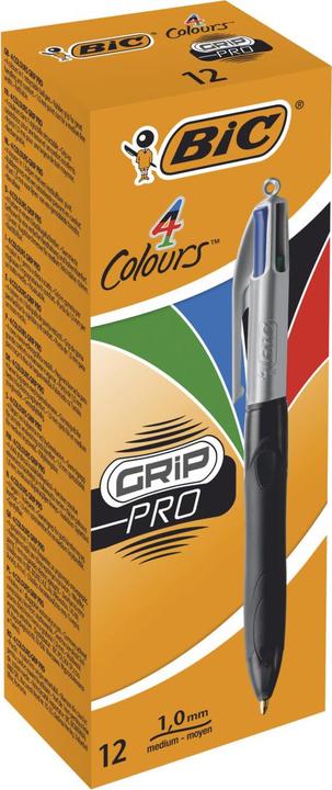 Produktbild Bic Kugelschreiber 4 My Colours Grip Pro 0.4 mm (Schwarz, Grau, 12 x)