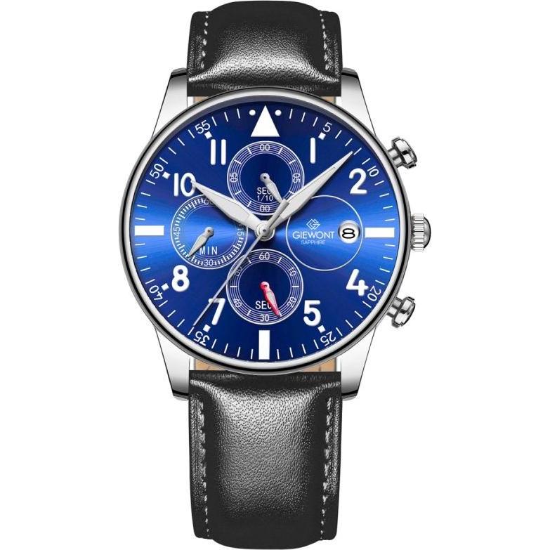 Giewont, Orologio da polso, Zegarek Zegarek Męski Chronograph Sapphire Czarno Niebieski GW5630-A3, Blu, Nero, (Cronografo)