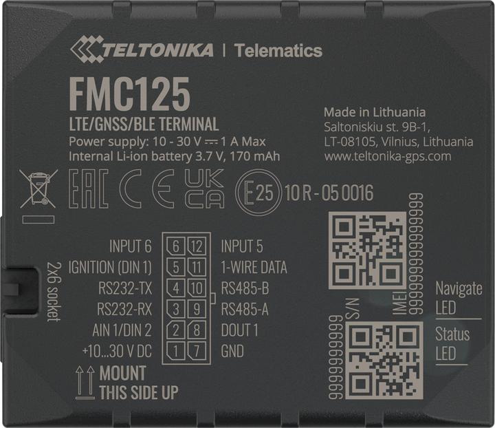 Actual product image Teltonika FMC125, 4G/LTE Tracker, Dual SIM