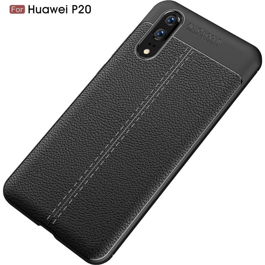 Thumbnail - Screenguard Huawei P20 Hülle Leather Design TPU Cover (Cubot P20), Smartphone Hülle, Schwarz