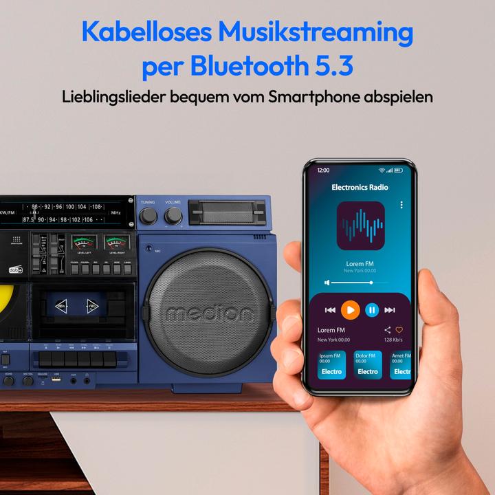 Produktbild Medion LIFE® P66538 Retro-Boombox (DAB+, Bluetooth)