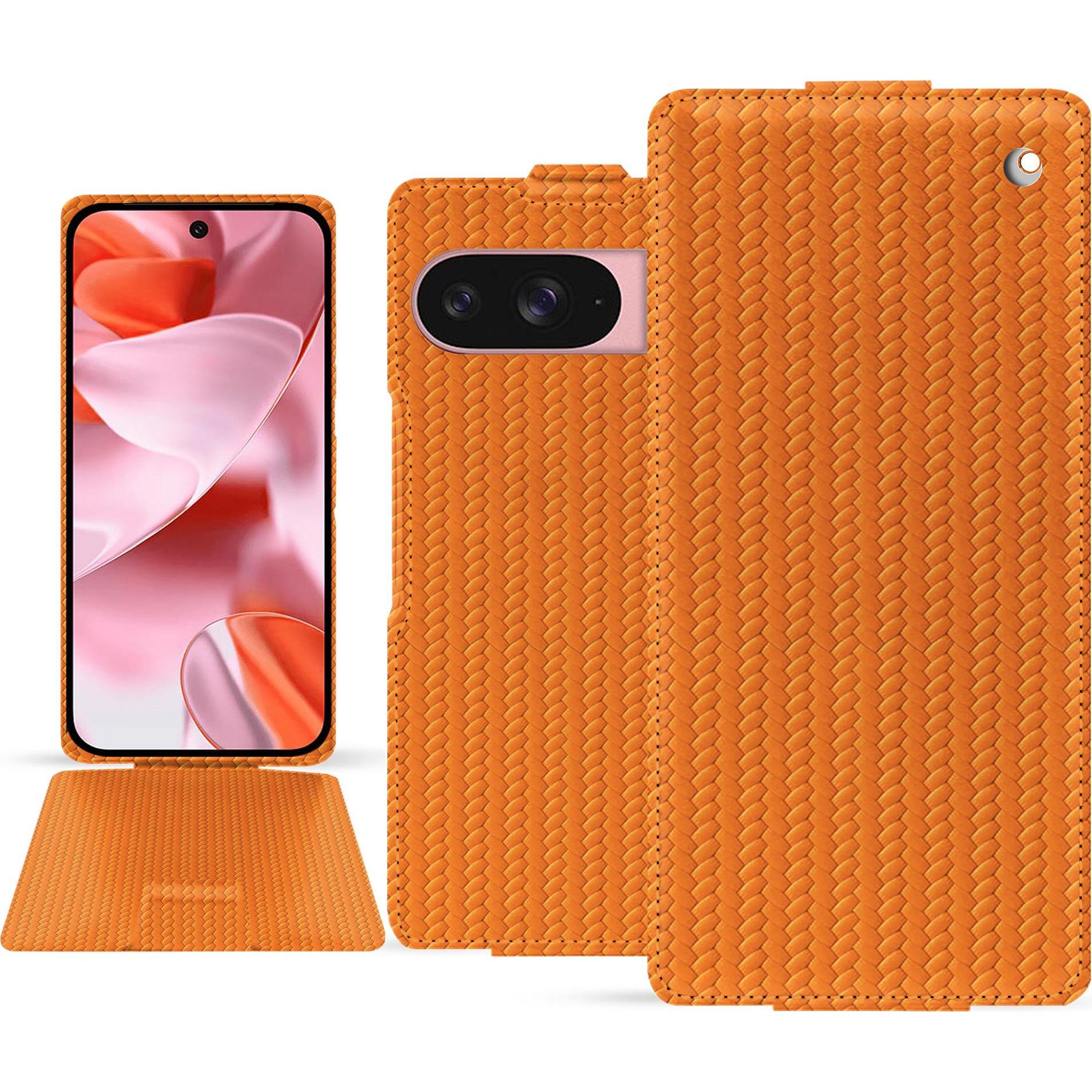 Noreve Lederschutzhülle vertikal (Google Pixel 9), Smartphone Hülle, Orange