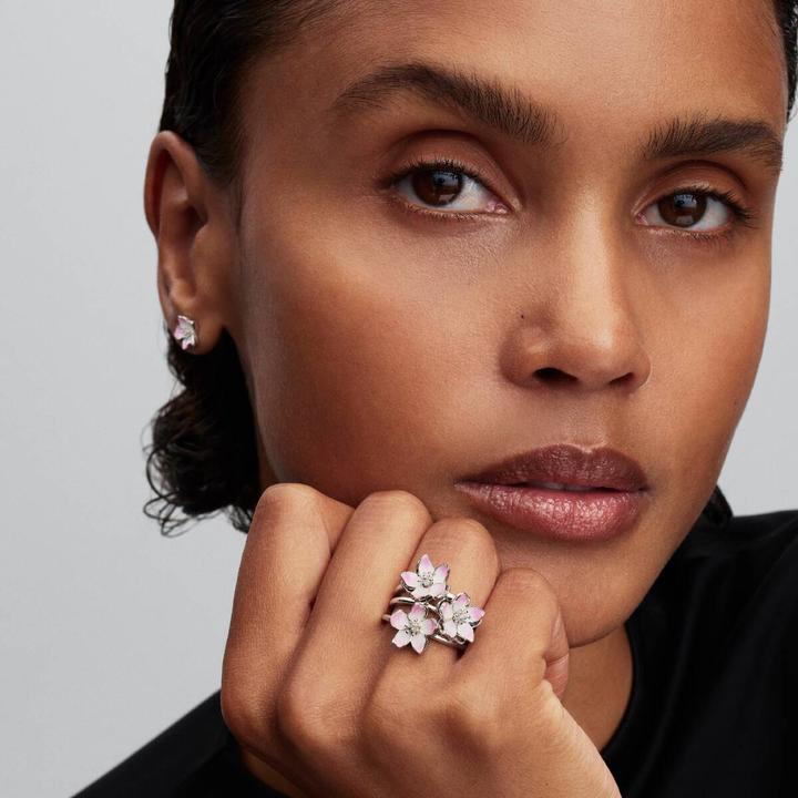 Actual product image Pandora Cherry Blossom Stud Earrings (Enamel, Silver 925)