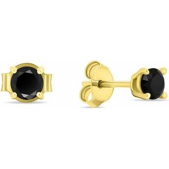 Brilio, Ohrringe, Silver - Gold-plated stud earrings with black zircons EA580YBC - Diameter: 0.4 cm