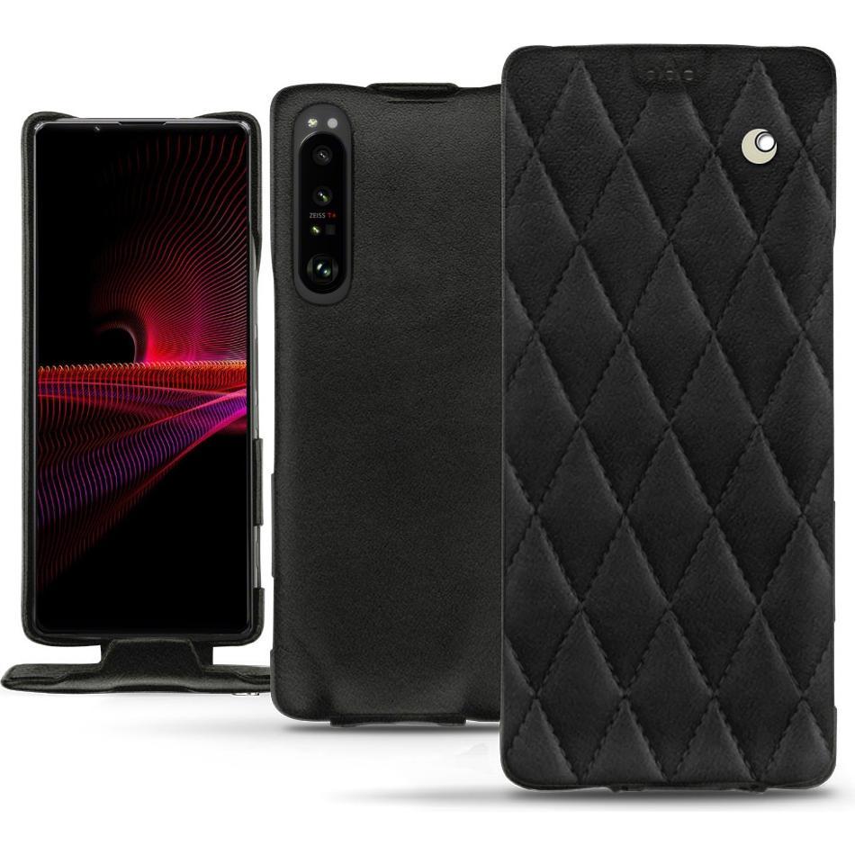 Noreve Lederschutzhülle vertikal (Sony Xperia 1 III), Smartphone Hülle, Schwarz