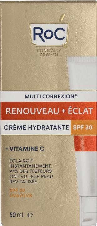 Actual product image Roc Multi Correxion Revive + Glow Moisturiser SPF 30 with Vitamin C for Hydration and Sun Protection (Sun cream face, SPF 30, 50 ml)