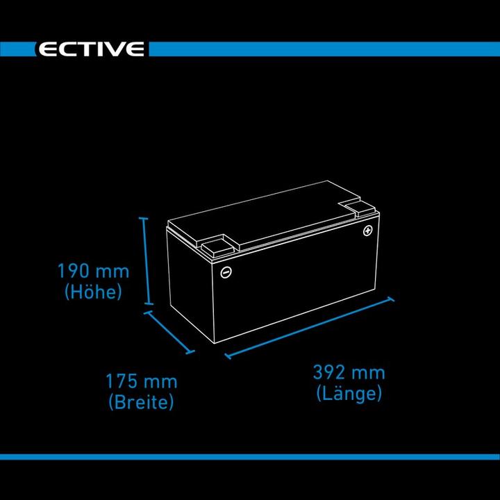 Image du produit Ective Batterie d'alimentation 12V 120Ah AGM Semi Cycle Batterie camping-car (12 V, 120 Ah)