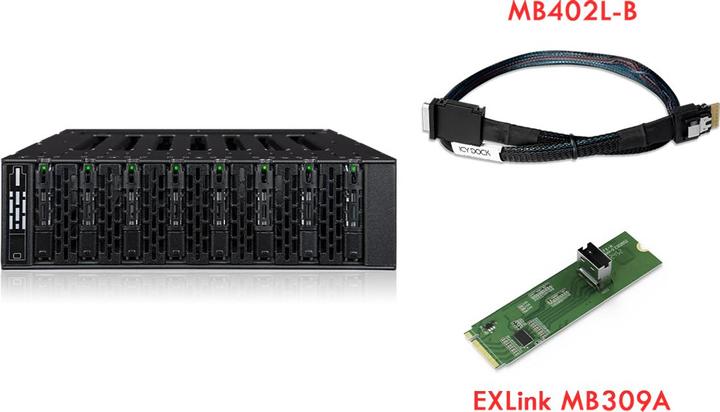 Actual product image Icydock ICY DOCK housing 8x M.2 NVMe SSDPCIe PCIe 4.0 64Gbps, for 5.25" bay