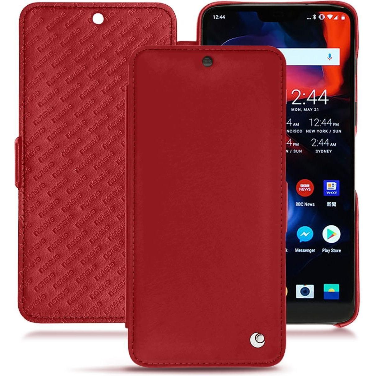 Noreve Lederschutzhülle horizontal (OnePlus 6), Smartphone Hülle, Rot