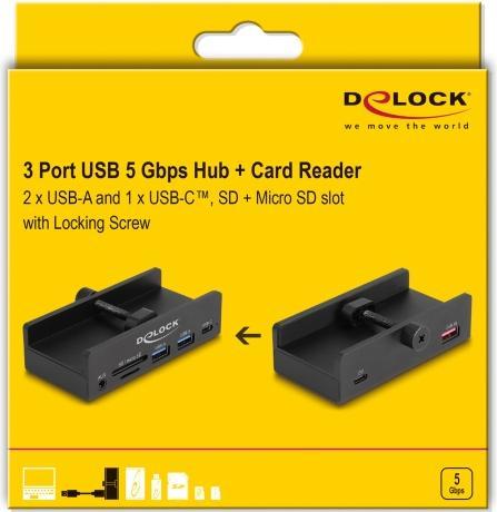 Immagine prodotto Delock Externer USB 5 Gbps 3 Port Hub 2 x USB Typ-A, 1 x USB (3 porte)