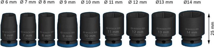 Image du produit Bosch Professional Zubehör Jeu de douilles PRO Impact (6 mm, 12 mm, 14 mm, 10 mm, 7 mm, 11 mm, 8 mm, 9 mm, 13 mm)