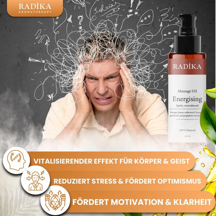 Productafbeelding Radika Massageöl, Energetisierendes Massage-Öl, 100% Rein, BIO, natürlich, 100 ml (100 ml)