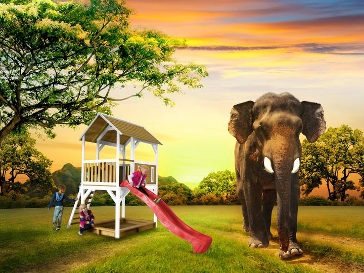 Immagine prodotto Axi Pumba Play Tower Marrone/Bianco - Scivolo Rosso