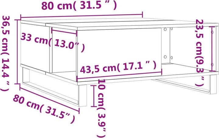 Image du produit vidaXL Couchtisch (80 x 80 x 36.50 cm)