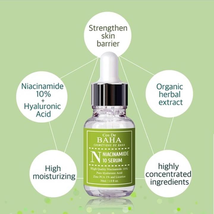 Actual product image Cos de Baha Niacinamide 10% Serum 30ml - Tightens Pores and Reduces Wrinkles (30 ml)