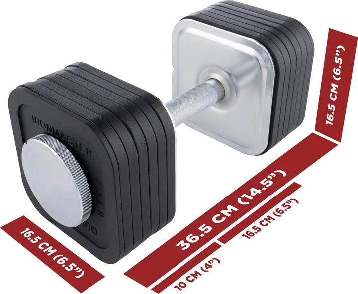 Actual product image Ironmaster Quick-Lock Dumbbell Handle Set Adjustable 34 kg (2 x 1.1 kg)