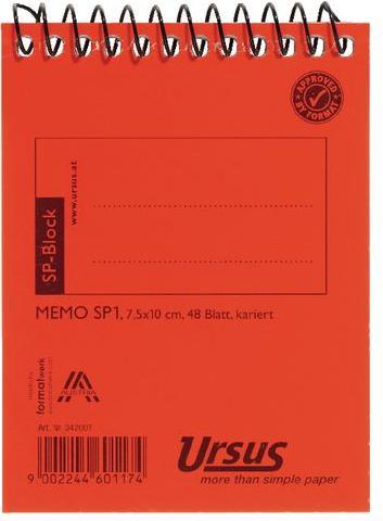 Produktbild Ursus Spiralnotizblock SP3 9x14cm kariert Kopfspirale (9 x 14 cm, Kariert)