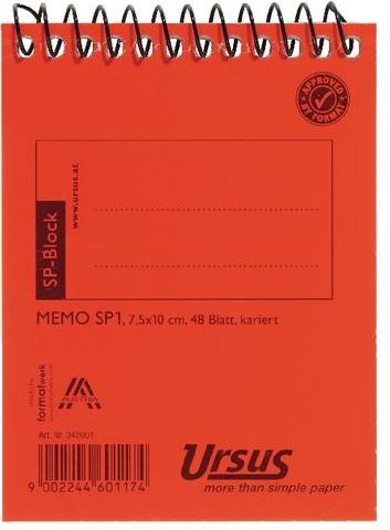 Immagine prodotto Ursus Blocco note a spirale SP3 9x14cm con testa a scacchiera (9 x 14 cm, Quadretti)