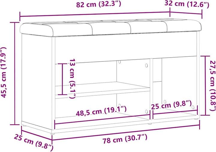 Image du produit vidaXL Sitzbank mit Stauraum (82 cm)