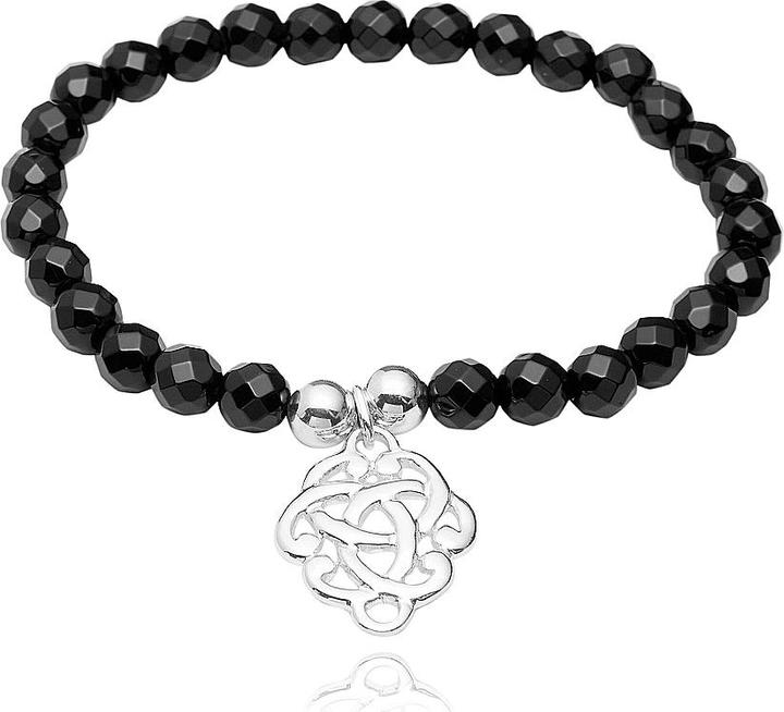 Immagine prodotto Leyda Bracciale in onice con ciondolo nodo eterno in argento (20 cm, Pietra colorata, Argento 925)