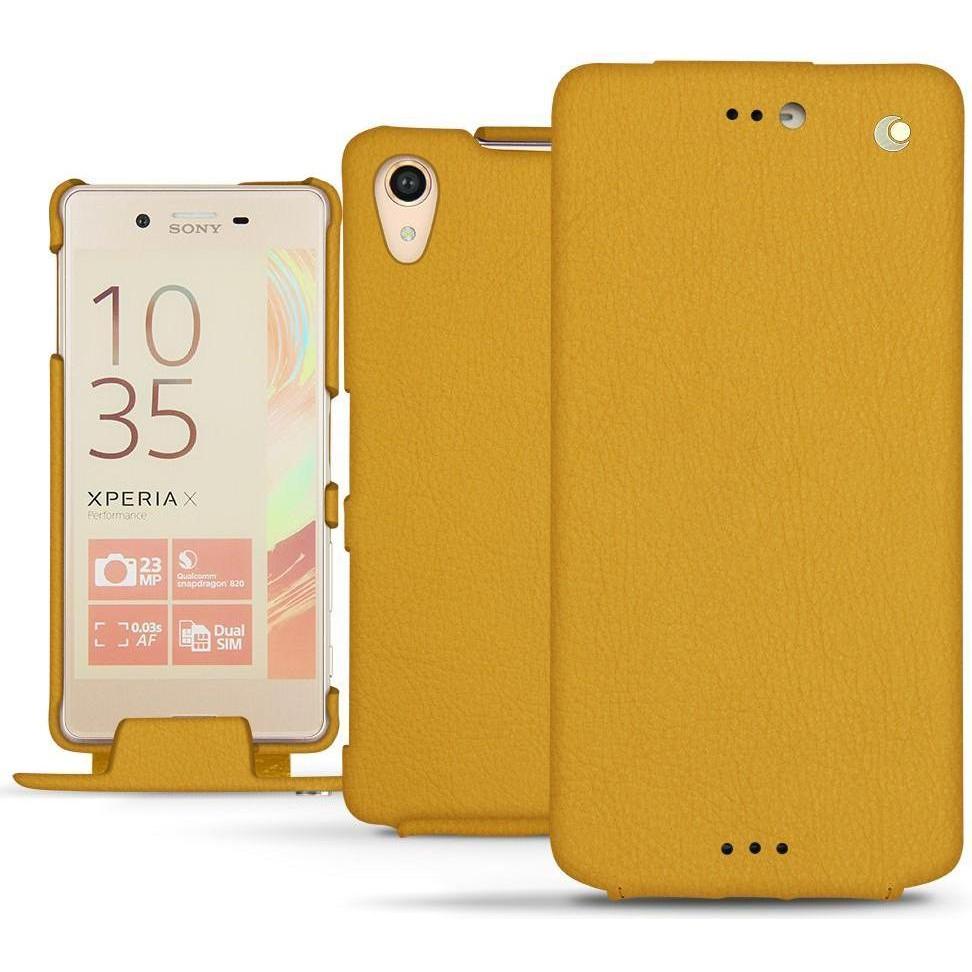 Noreve Lederschutzhülle vertikal (Sony Xperia X Performance), Smartphone Hülle, Orange