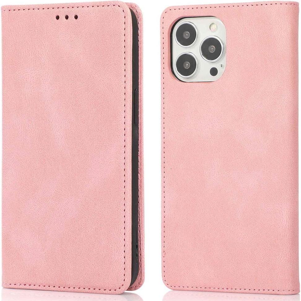 Cover-Discount iPhone 15 Pro - Vintage Flip Case Hülle rosa (Apple iPhone 15 Pro), Smartphone Hülle, Rosa