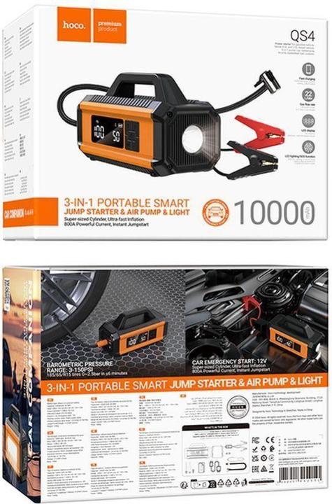 Actual product image Hoco QS4, 3in1, 800A, Black (10000 mAh, 18 W, 38.50 Wh)