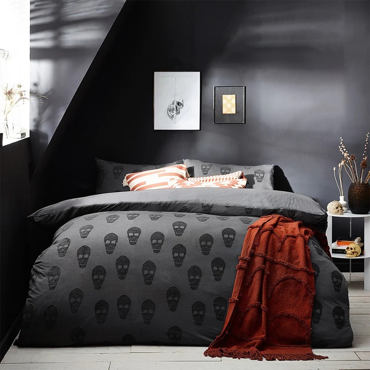 Produktbild Generic Totenkopf BettwäscheSet Baumwolle Mit Federbusch (Duvetbezug, 200 x 200 cm)