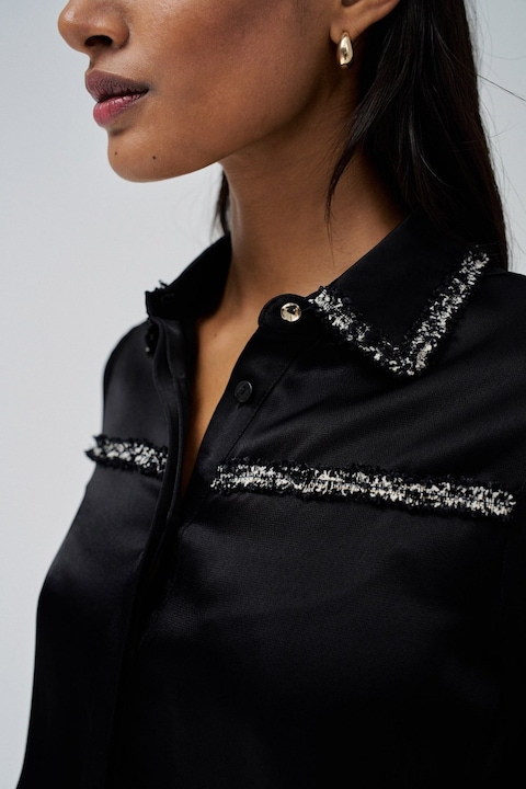 Immagine prodotto Salsa Jeans Camicetta a maniche lunghe Camicia con nastro effetto tweed (M)