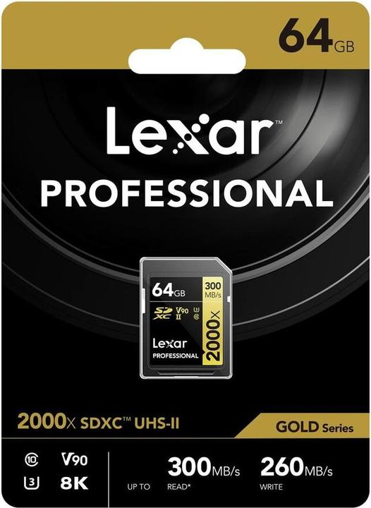 Produktbild Lexar Professional Gold 2000x (64 GB, SDXC, U3, UHS-II)