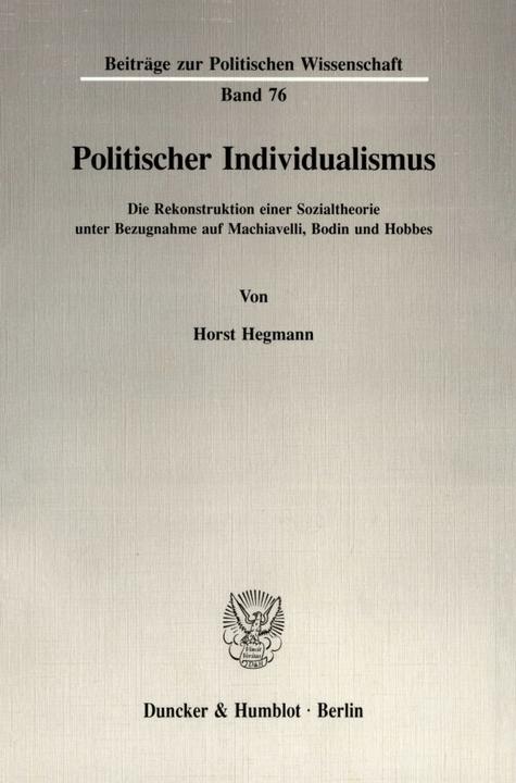 Produktbild Politischer Individualismus (Deutsch, Horst Hegmann, 1994)