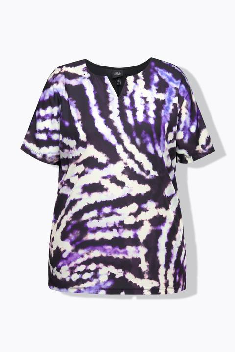 Actual product image Ulla Popken Tie-Dye Satin Front Short Sleeve Tee (54)