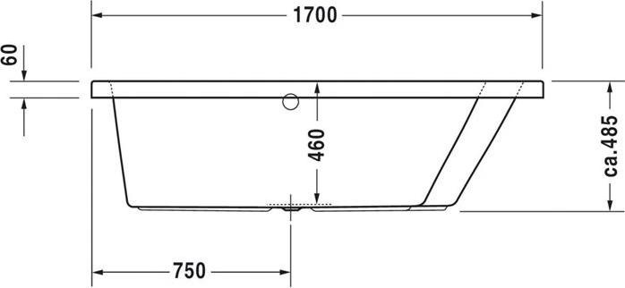 Image du produit Duravit Baignoire à encombrement réduit Paiova 100 x 170 cm blanc lisse 700213000000000 (180 l, 170 cm, 100 cm)